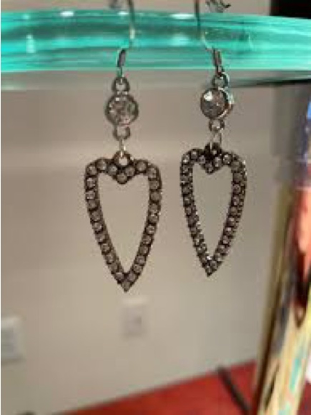 Brighton Silver-Tone Rhinestone Heart Drop Earrings